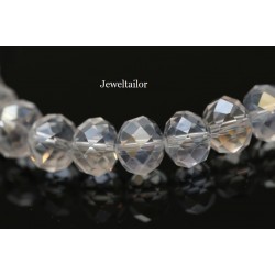 1 Strand of 72 Clear Crystal AB Faceted Abacus Glass Beads 10mm  ~ Jewellery Making Essentials